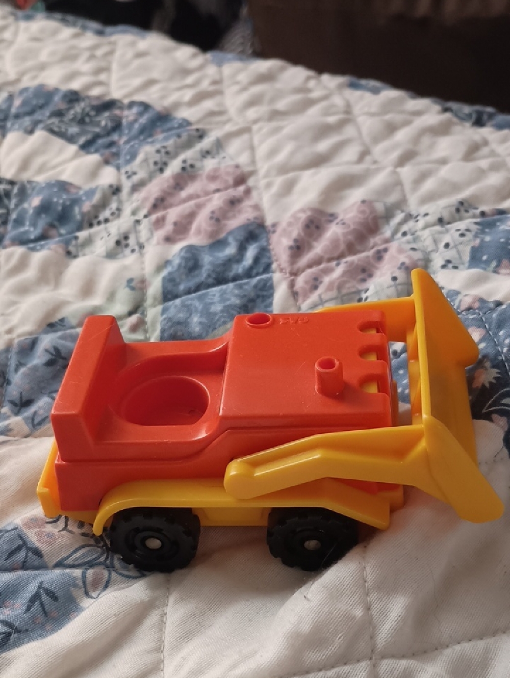 Vtg Fisher Price Little People Construction Worker Bulldozer Vehicle